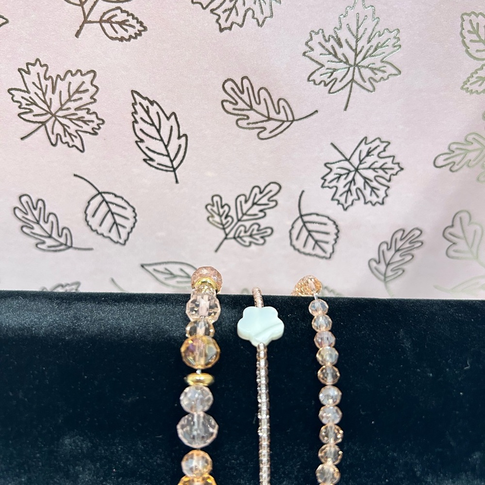 Delicate Crystal Stretch Bracelet Set with Light Blue Clover Accent